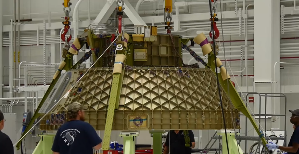 Four wireless load cells used for delicate handling of Boeing Starliner component